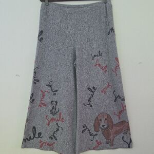 Inoah Contemporary Novelty Dog Print Casual Pull On Wide Leg Pants USA XL (Bx13